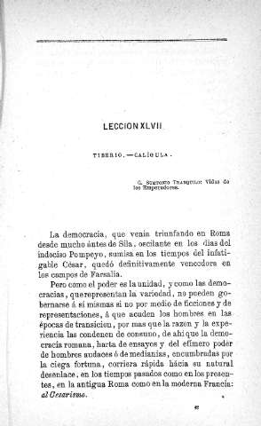 Lección XLVII. Tiberio. Calígula