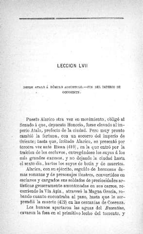Lección LVII. Desde Atalo á Rómulo Augustulo