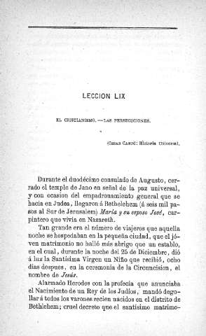Lección LIX. El Cristianismo