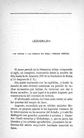 Lección LXIII. Las letras y las ciencias en Roma