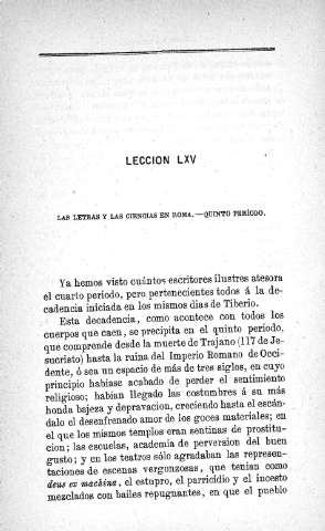 Lección LXV. Las letras y las ciencias en Roma