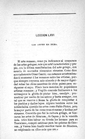 Lección LXVI. Las artes en Roma