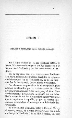 Lección II. Filiación y costumbre de los pueblos bárbaros