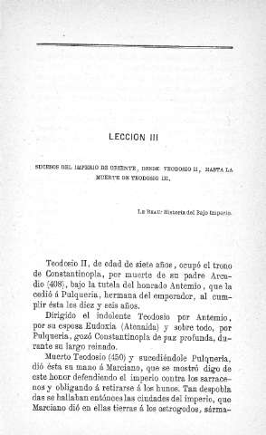 Lección III. Sucesos del Imperio de Oriente...