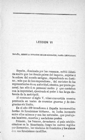 Lección VI. España, desde la invasión de los bárbaros, hasta Leovigildo