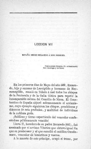 Lección VII. España desde Recadero á Don Rodrigo