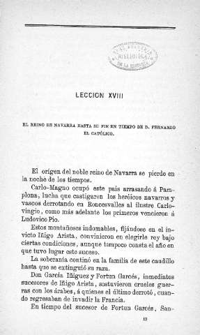 Lección XVIII. Reino de Navarra