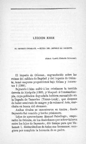 Lección XXXIX. El Imperio Otomano