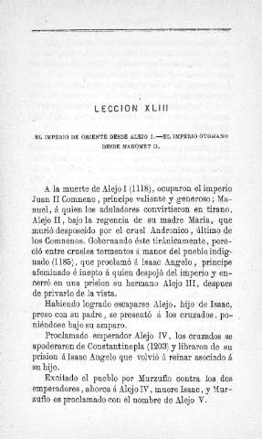 Lección XLIII. El Imperio de Oriente...