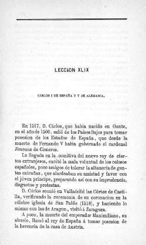 Lección XLIX. Carlos I de España y V de Alemania
