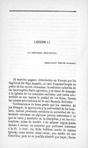 Lección LI. La Reforma religiosa