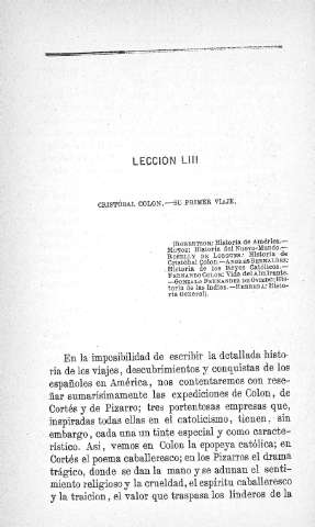 Lección LIII. Cristóbal Colón