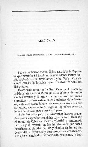 Lección LV. Primer viaje de Cristóbal Colón