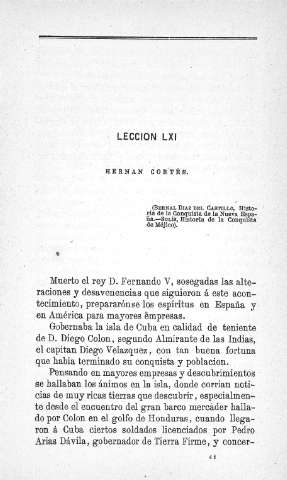 Lección LXI. Hernán Cortés