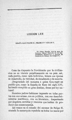 Lección LXIX. España bajo Felipe III...