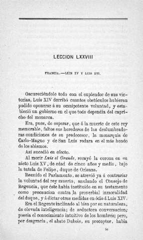Lección LXXXVIII. Francia. Luis XV y Luis XVI