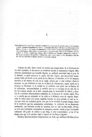 I. Error general de los arqueólogos extranjeros respecto de la existencia de la bellas artes en la monarquía visigoda