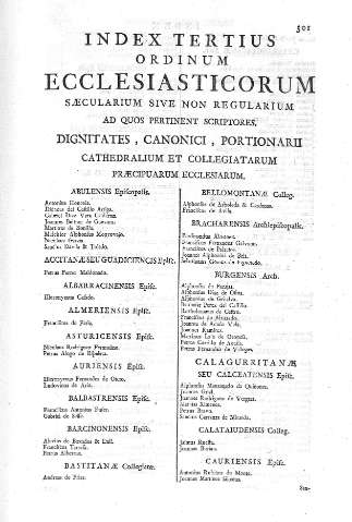 Index tertius ordinum ecclesiasticorum