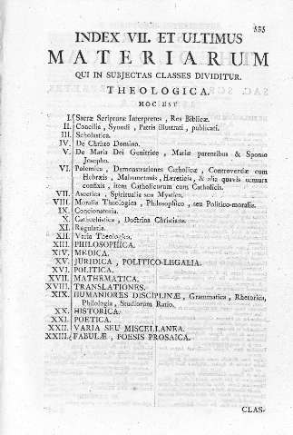 Index VII. et ultimus materiarum