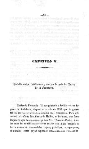Capitulo V. Batalla entre cristianos y moros delante de Xerez de la Frontera