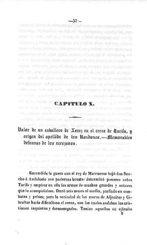 Capitulo X. Valor de un caballero de Xerez en el cerco de Tarifa,...
