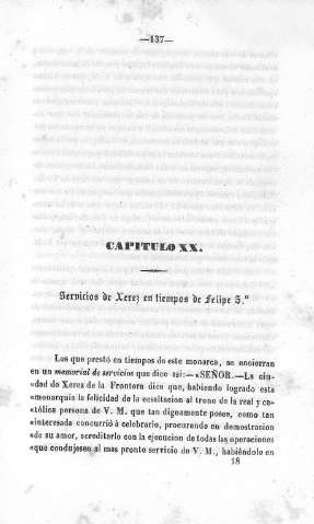Capitulo XX. Servicios de Xerez en tiempos de Felipe 5º