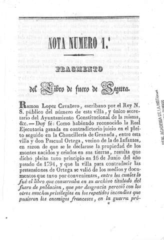 Nota número 1º