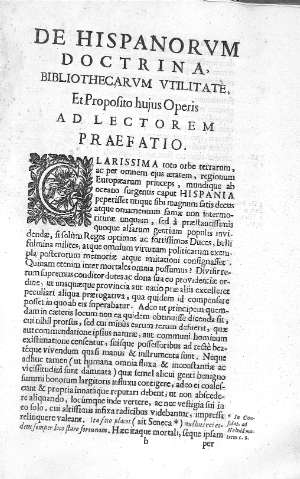 De hispanorm Doctrina, Bibliotecarvm Vtilitate,...