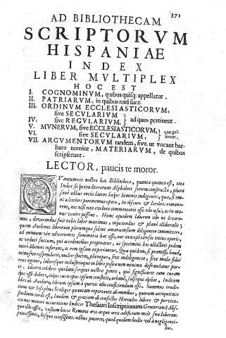 Ad Bibliotecam Scriptorvm Hispanae Index