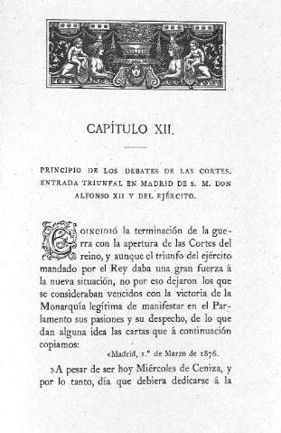 Capitulo XII. Principio de los debates de las Cortes