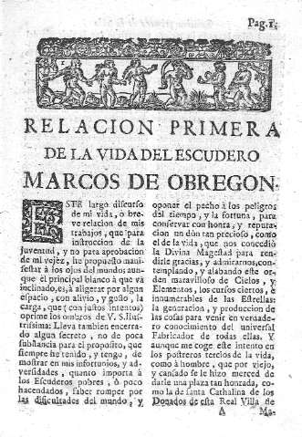 Relación Primera de la vida del escudero Marcos de Obregón