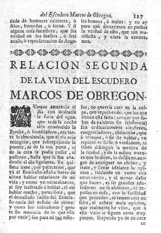 Relación Segunda de la vida del escudero Marcos Obregón