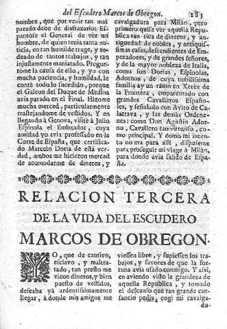 Relación Tercera de la vida del escudero Marcos Obregón