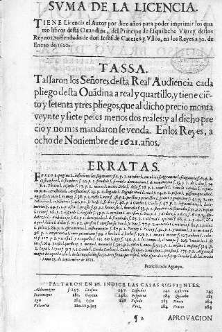 Svma de la licencia. Tassa. Erratas