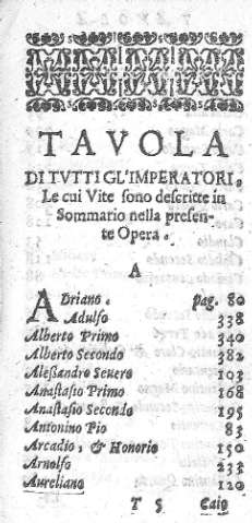 Tavola di tvtti gl'Imperatori