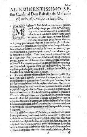 Al Eminentissimo Señor Cardenal Don Baltasar de Moscoso