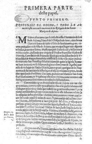 PRIMERA PARTE. Pvnto Primero