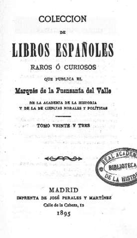 Coleccion de libros raros ó curiosos... Tomo veinte y tres