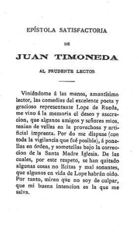 Epístola satisfactoria de Juan Timoneda al prudente lector