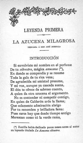 Leyenda primera. La azucena milagrosa