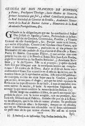 Censura de Don Francisco de Buendía y Ponce