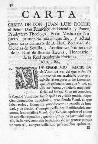 Carta sexta de don Juan Luis Roche