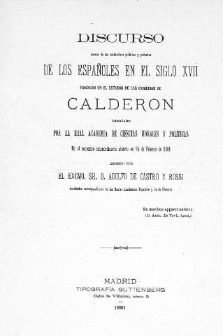 Discurso acerca de las costumbres públicas y privadas de los españoles en el siglo XVII