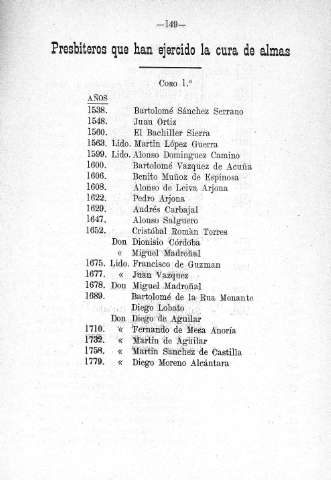 Prebíteros que han ejercido la cura de almas