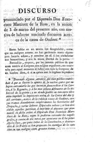 Discurso pronunciado por el Diputado Don Francisco Martinez de la Rosa
