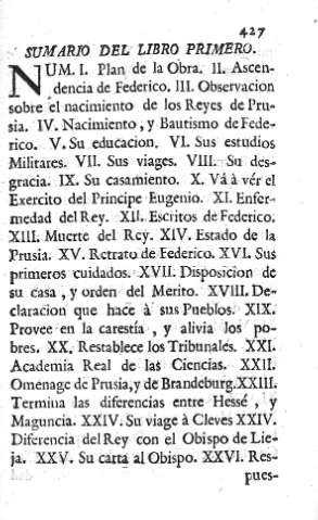 Sumario del libro primero