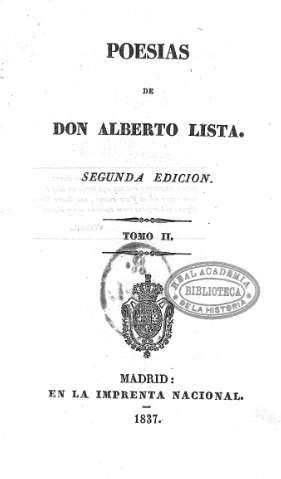 Poesías de Don Alberto Lista. Tomo II.