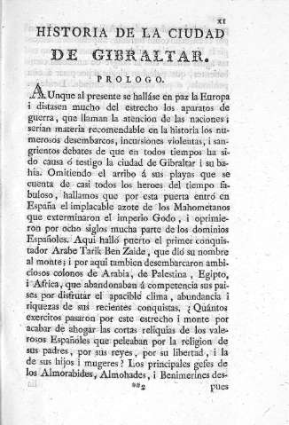 Historia de la ciudad de Gibraltar. Prólogo