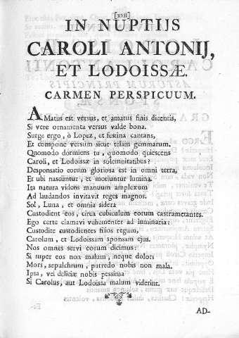 In Nuptijs Caroli Antonij, et Lodoissae