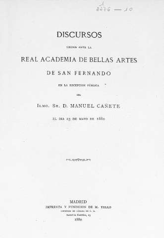Discursos leídos ante la Real Cademia de Bellas Artes de San Fernando